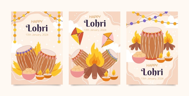 Flat lohri greeting cards collection