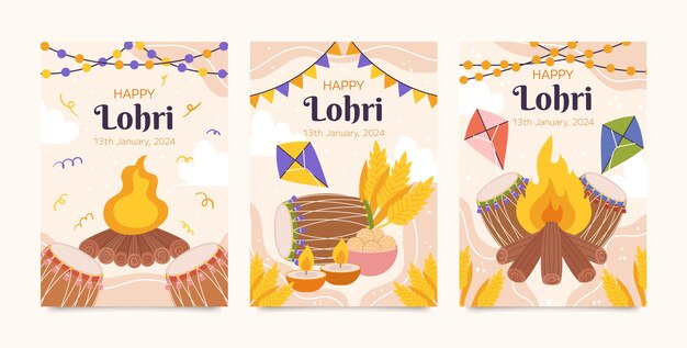 Flat lohri greeting cards collection