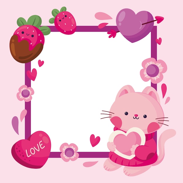 Free vector flat love photo frame template