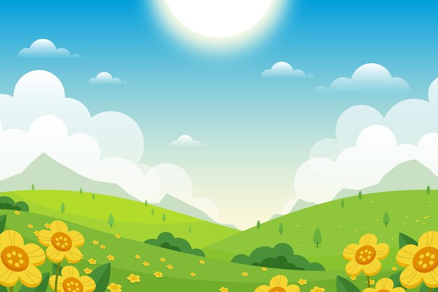 Free Vector flat lovely spring landscape wallpaper