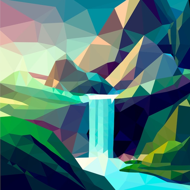 Free vector flat low poly landscape illustration