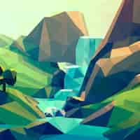 Free vector flat low poly landscape illustration