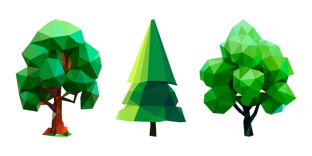 Flat low poly trees collection