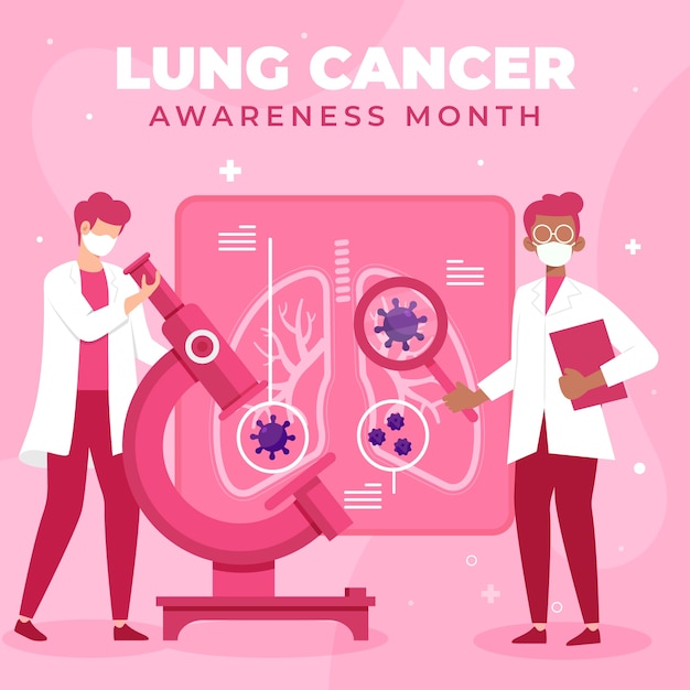Illustrazione del mese di sensibilizzazione sul cancro polmonare piatto