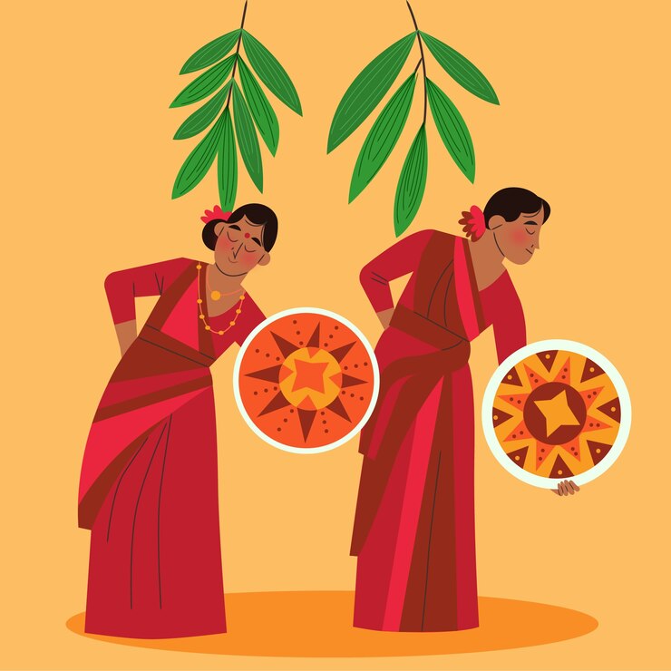 मुफ़्त वेक्टर फ्लैट माघ बिहू चित्रण