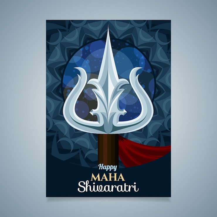 मुफ़्त वेक्टर flat maha shivaratri greeting card template