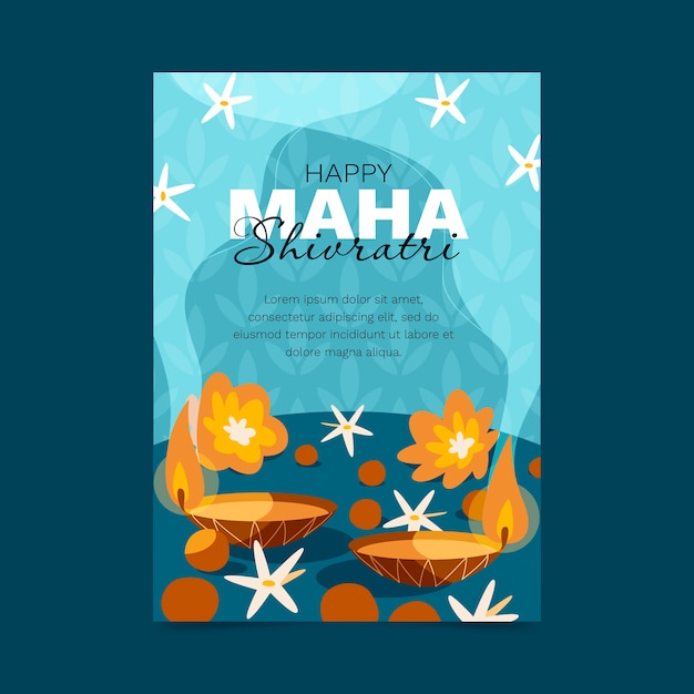 Free vector flat maha shivaratri greeting card template