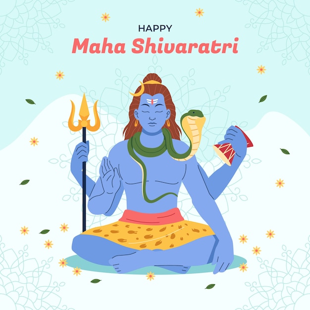 Vettore gratuito illustrazione piatta di maha shivaratri