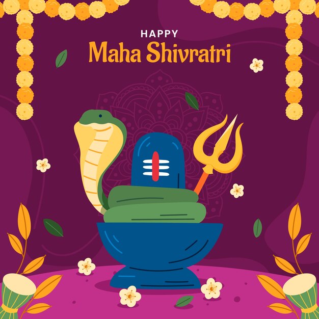 Free vector flat maha shivratri illustration