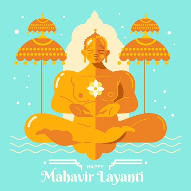 Flat mahavir jayanti illustration