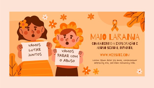 Flat maio laranja awareness horizontal banner template