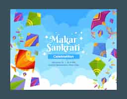 Free vector flat makar sankranti celebration photocall template