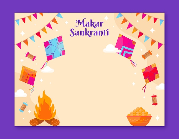 Free vector flat makar sankranti celebration photocall template