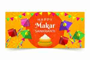 Free vector flat makar sankranti horizontal banner