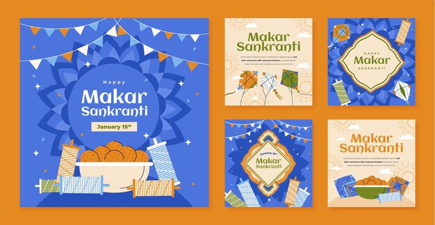 Flat makar sankranti instagram posts collection