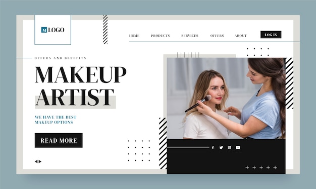 Flat makeup artist landing page template