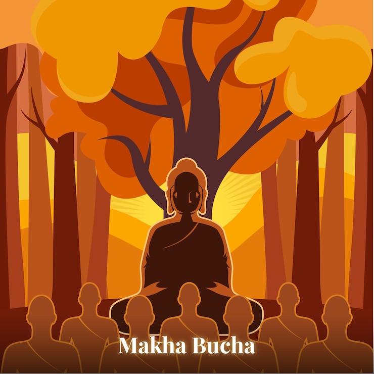 Free Vector flat makha bucha day