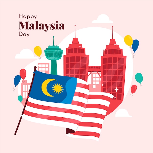 Flat malaysia day illustration