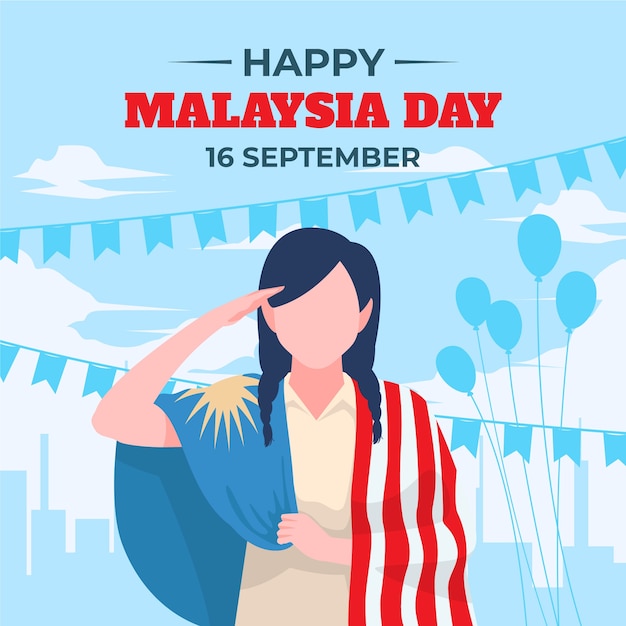 Free vector flat malaysia day illustration