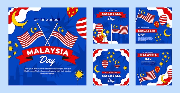 Collezione di post instagram flat malesia day