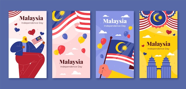 Flat malaysia independence day instagram stories collection