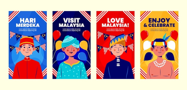 Flat malaysia independence day instagram stories collection