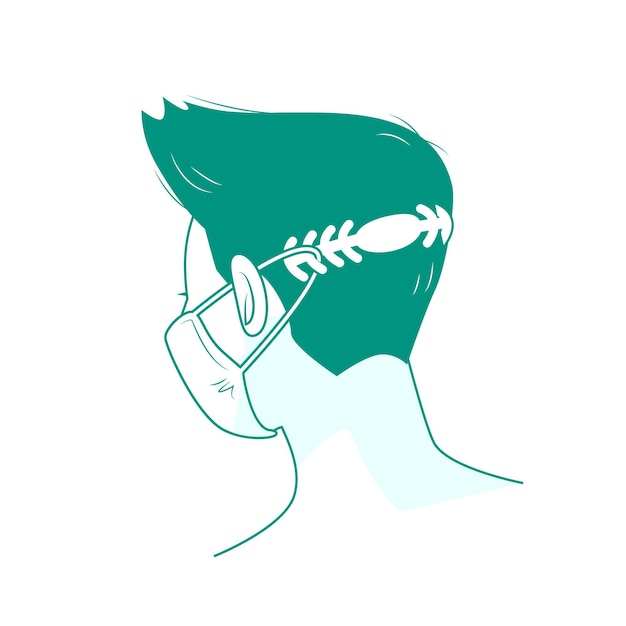 Free vector flat man wearing an adjustable medical mask strap