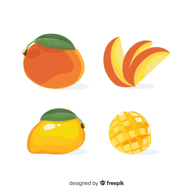 Vettore gratuito pacchetto di illustrazione mango piatto