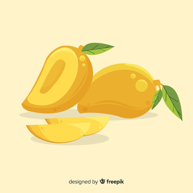 Бесплатное векторное изображение Плоская иллюстрация манго