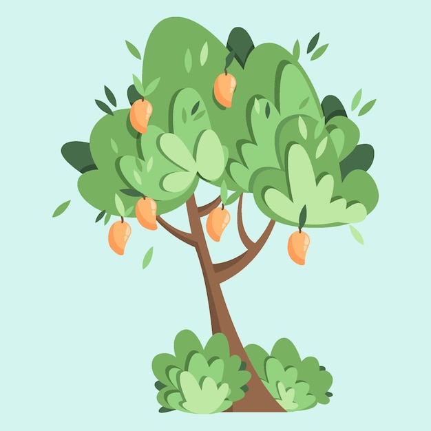 Бесплатное векторное изображение Плоская иллюстрация дерева манго