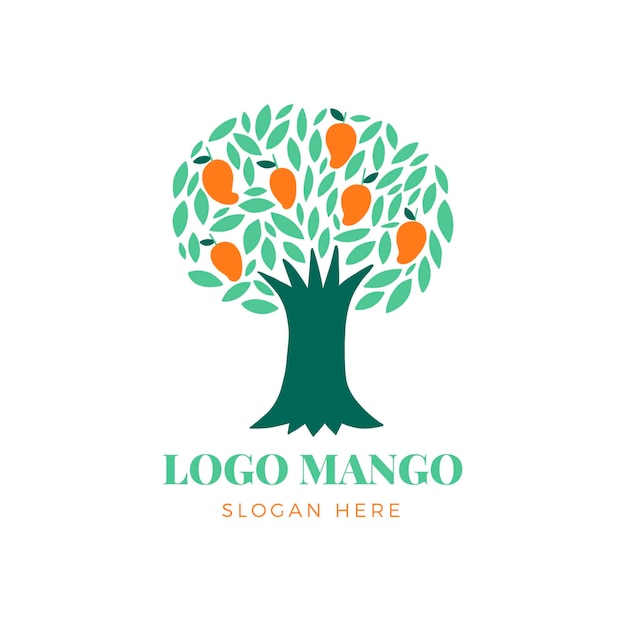Vettore gratuito illustrazione dell'albero di mango piatto