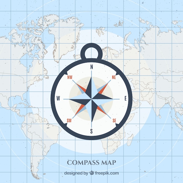 Free vector flat map compass background