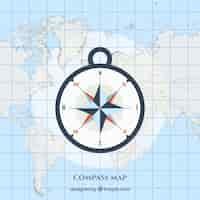 Free vector flat map compass background