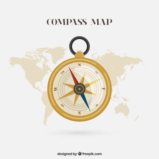 Free vector flat map compass background