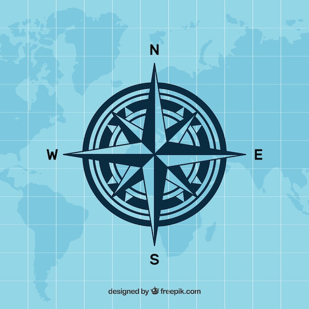 Free vector flat map compass background