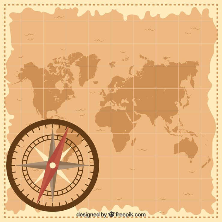Free Vector flat map compass background