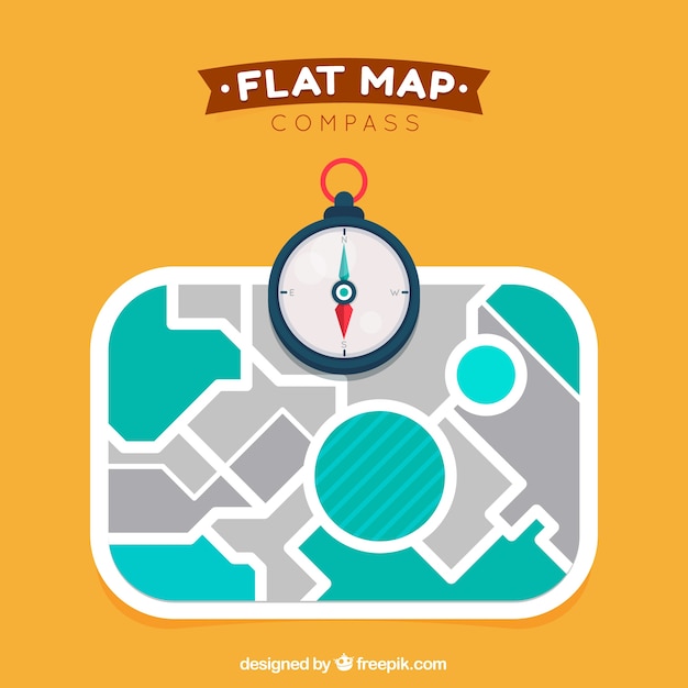 Free vector flat map compass background