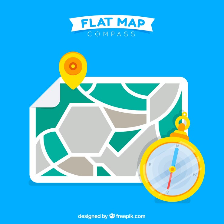 Free Vector flat map compass background