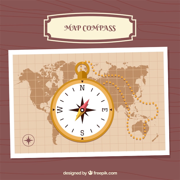 Free vector flat map compass background