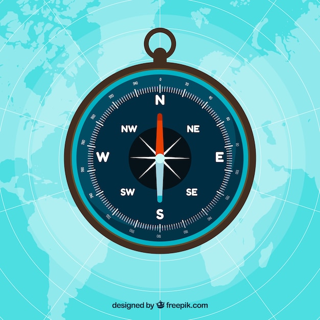 Free vector flat map compass background