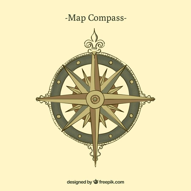 Flat map compass background