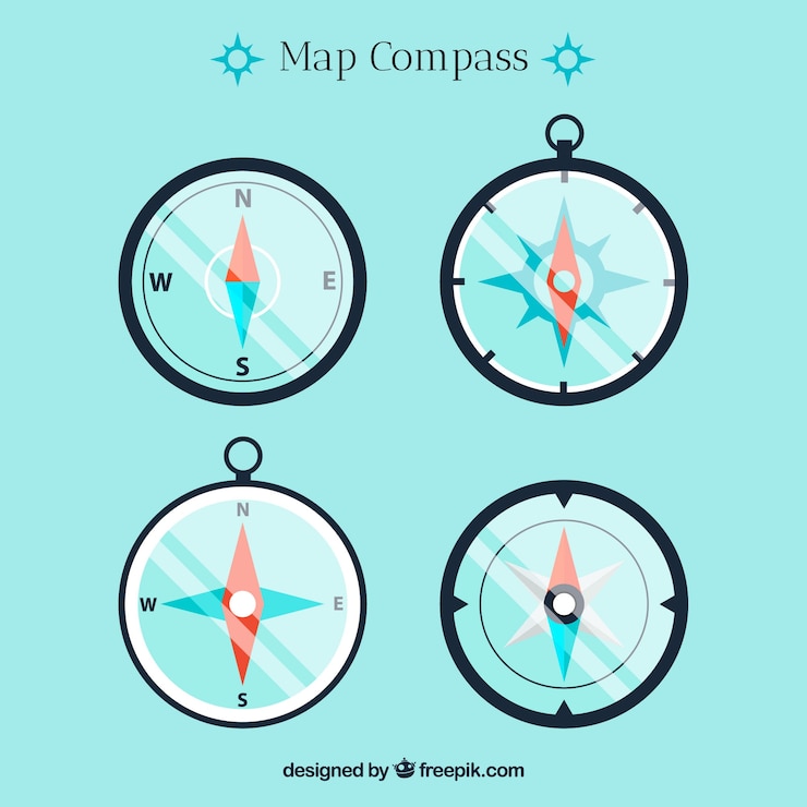 Free Vector flat map compass collection