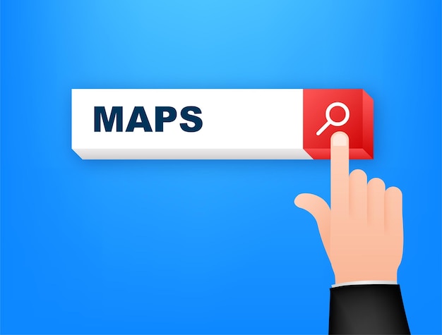 Flat maps search line for mobile app design. search bar icon. map pin.
