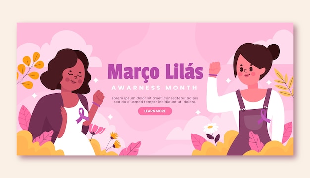 Flat marco lilas horizontal banner template