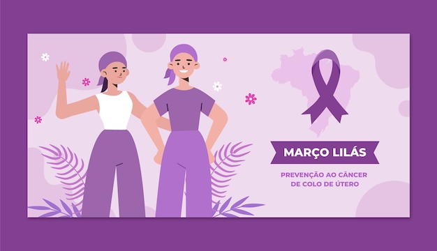 Flat marco lilas horizontal banner template