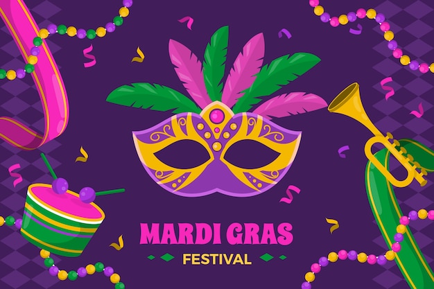 Flat mardi gras background