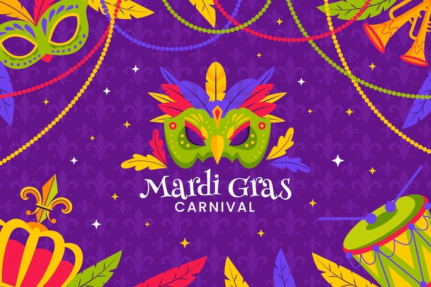 Flat mardi gras background