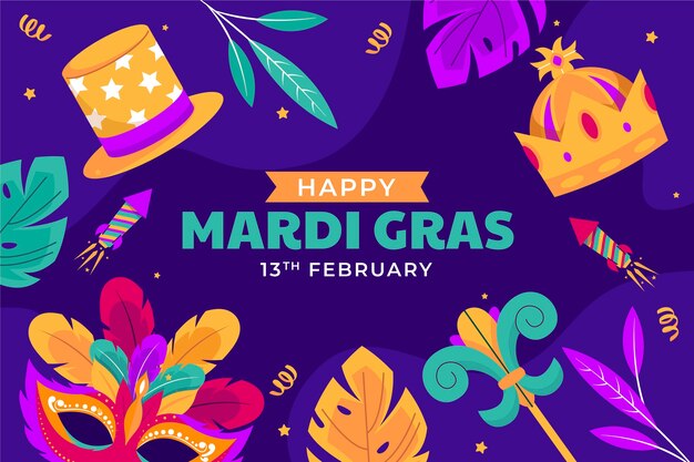 Flat mardi gras background
