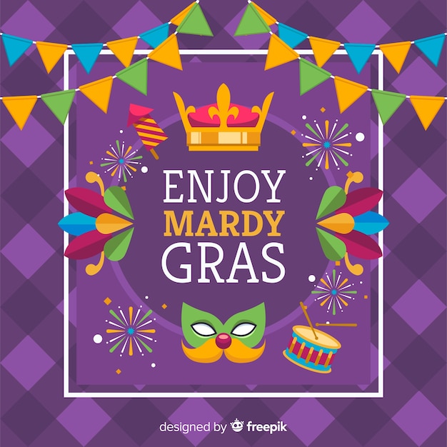 Free vector flat mardi gras carnival background