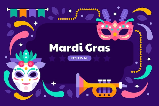 Flat mardi gras festival background